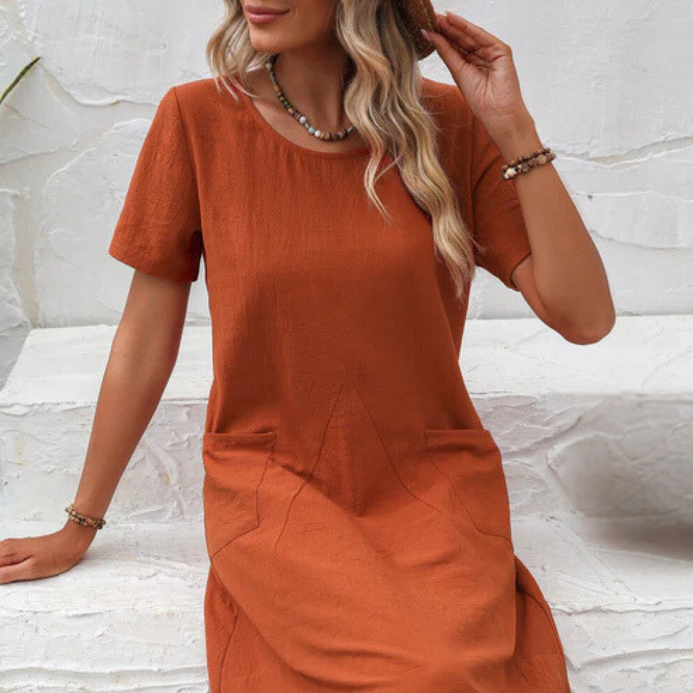 Casual Airy Summer Dress - Mira-Apricot-2XS-Nora Luxe