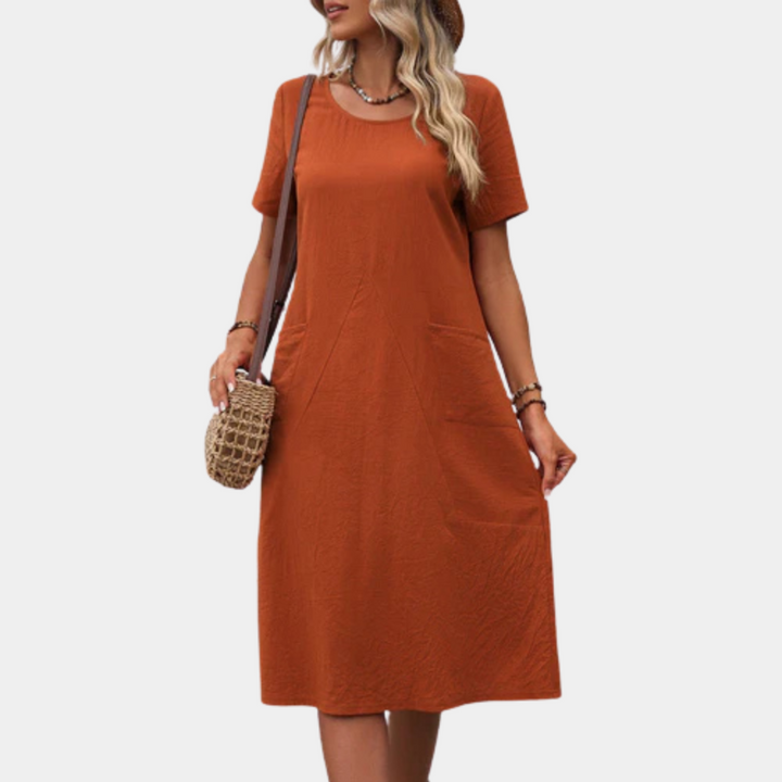 Casual Airy Summer Dress - Mira-Orange-2XS-Nora Luxe