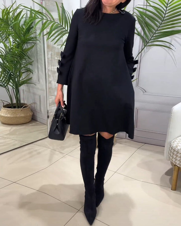 Casual Black Dress with Long Sleeves - Nora-S-Nora Luxe