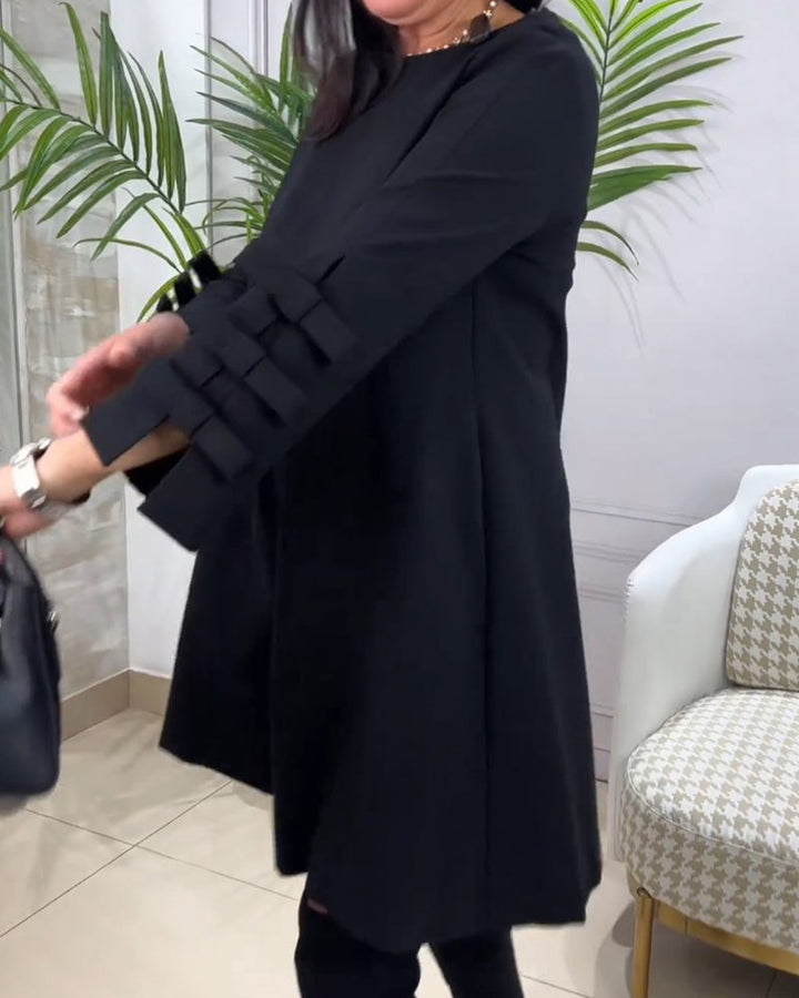 Casual Black Dress with Long Sleeves - Nora-S-Nora Luxe