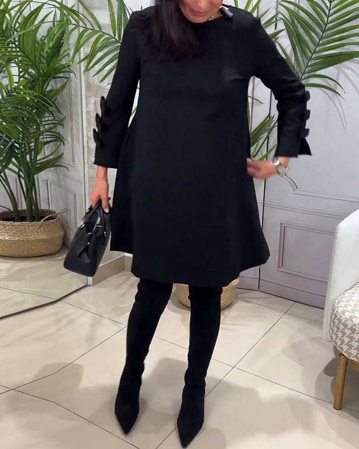 Casual Black Dress with Long Sleeves - Nora-S-Nora Luxe
