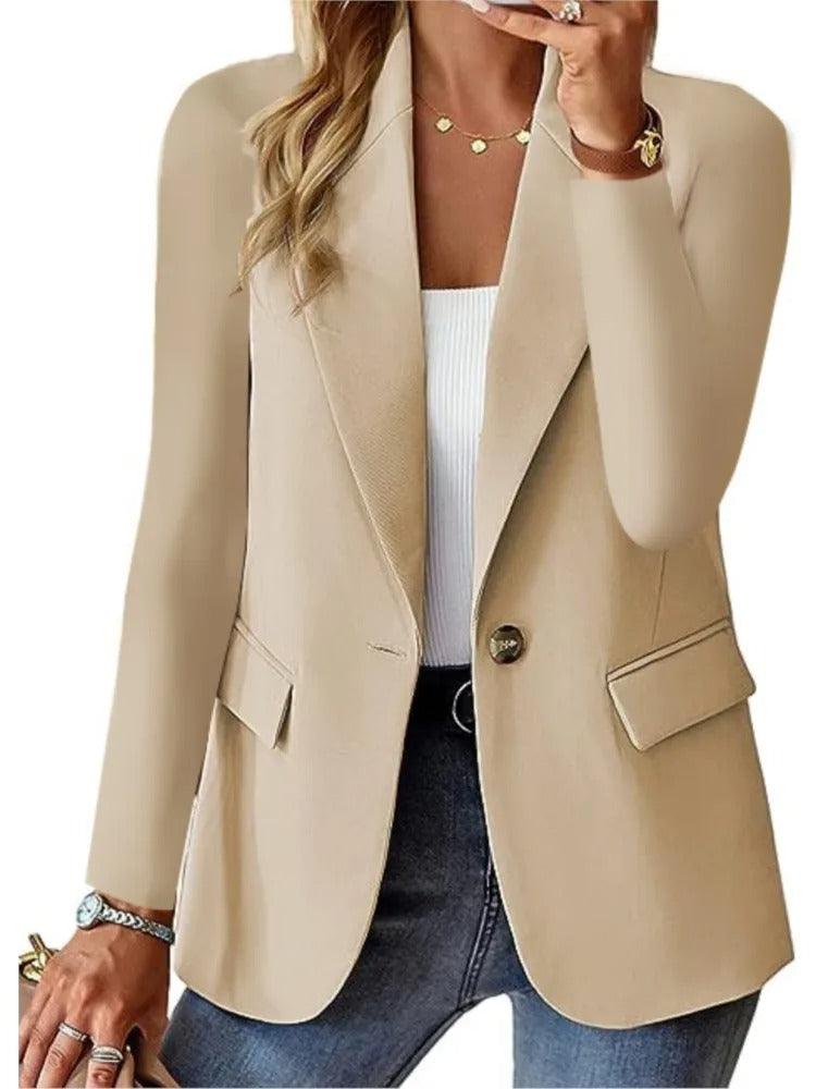 Casual Blazer with Long Sleeves - Mira-Light Brown-XS-Nora Luxe