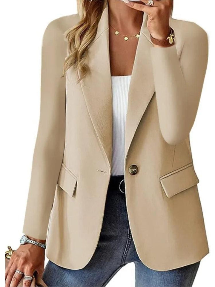 Casual Blazer with Long Sleeves - Mira-Light Brown-XS-Nora Luxe