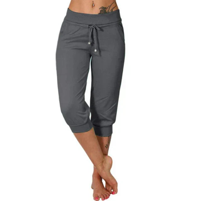 Casual capri trousers - Luna-Dark grey-S-Nora Luxe
