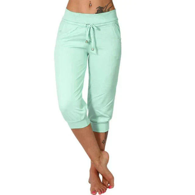 Casual capri trousers - Luna-Green-S-Nora Luxe