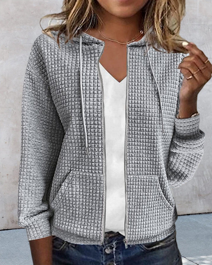 Casual Comfort Women's Jacket with Pockets and Drawstrings - Sophie-Gray-S-Nora Luxe