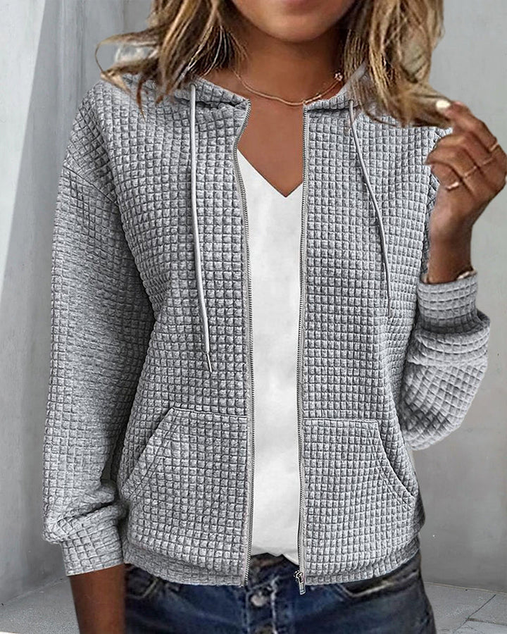 Casual Comfort Women's Jacket with Pockets and Drawstrings - Sophie-Gray-S-Nora Luxe