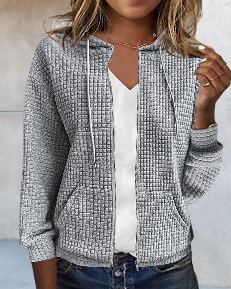 Casual Comfort Women's Jacket with Pockets and Drawstrings - Sophie-Gray-S-Nora Luxe