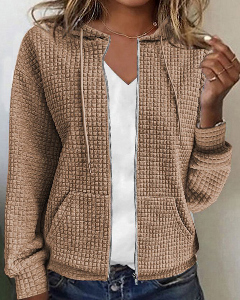 Casual Comfort Women's Jacket with Pockets and Drawstrings - Sophie-Khaki-S-Nora Luxe
