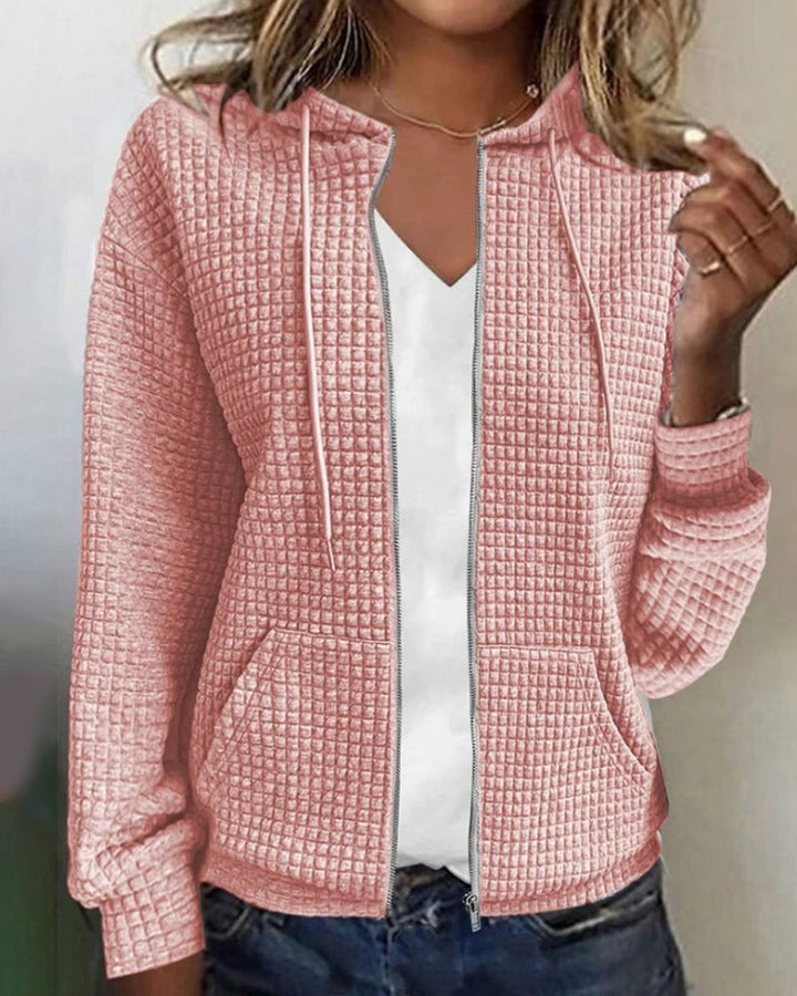 Casual Comfort Women's Jacket with Pockets and Drawstrings - Sophie-Pink-S-Nora Luxe