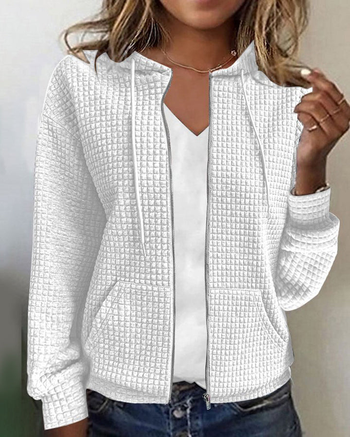 Casual Comfort Women's Jacket with Pockets and Drawstrings - Sophie-White-S-Nora Luxe