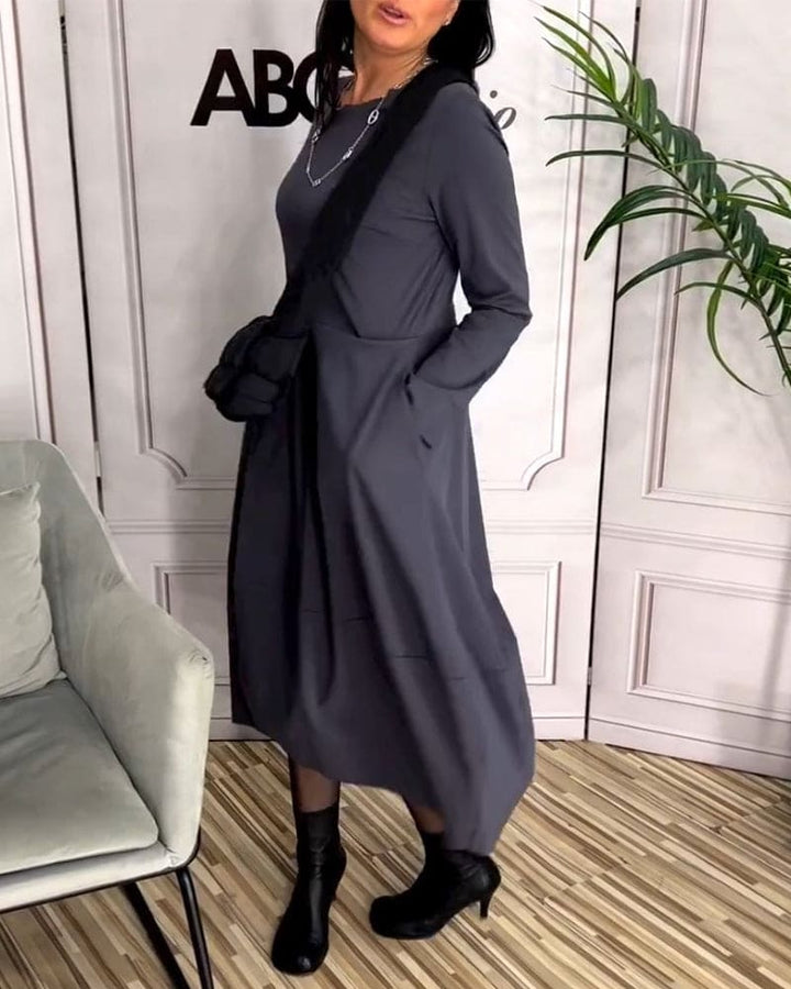 Casual Daily Dress with Round Neck - Sophie-S-Nora Luxe