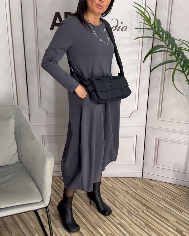 Casual Daily Dress with Round Neck - Sophie-S-Nora Luxe