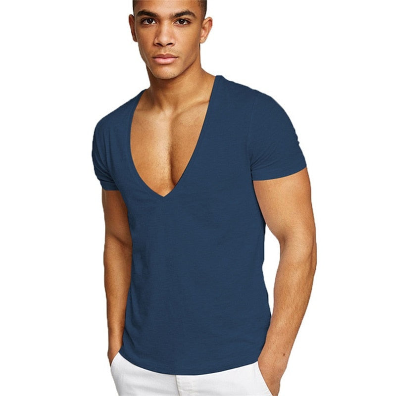 Casual & Figure-hugging Men's V-neck T-shirt – Jonas-Navy blue-S-Nora Luxe