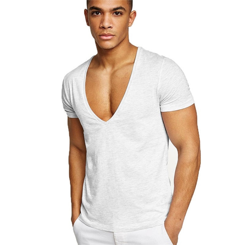 Casual & Figure-hugging Men's V-neck T-shirt – Jonas-White-S-Nora Luxe