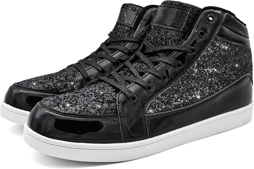 Casual Glitter Sneakers - NeonFlash-Black-5.5-Nora Luxe