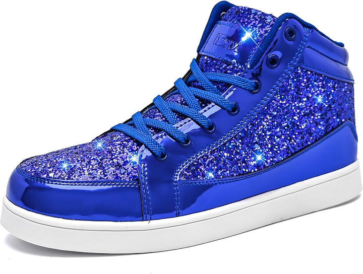 Casual Glitter Sneakers - NeonFlash-Blue-5.5-Nora Luxe