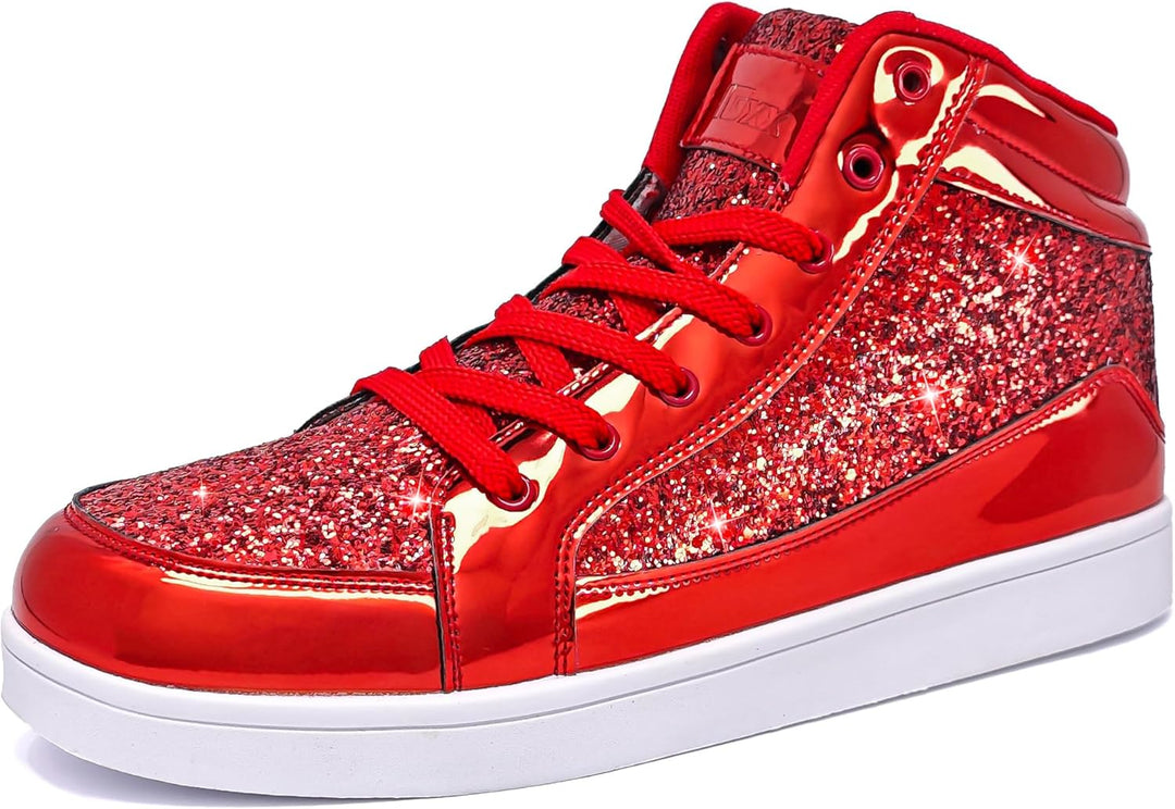 Casual Glitter Sneakers - NeonFlash-Red-5.5-Nora Luxe