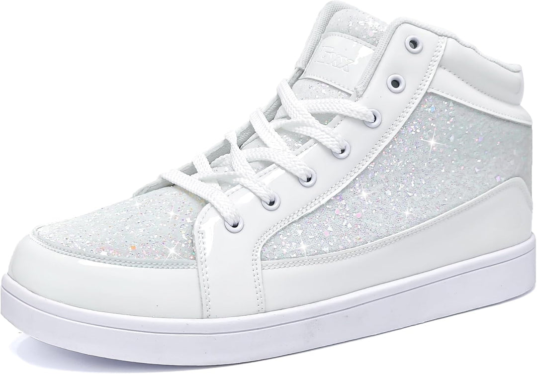 Casual Glitter Sneakers - NeonFlash-White-5.5-Nora Luxe