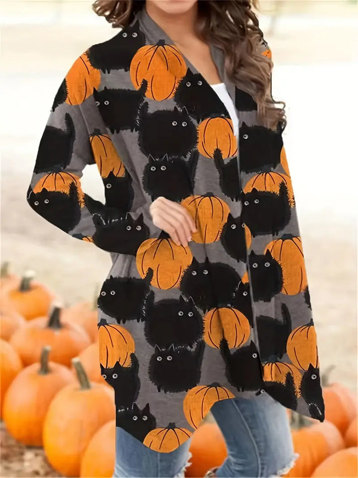 Casual Halloween Pumpkin Ladies' Vest - Luna-Multicolored-S-Nora Luxe