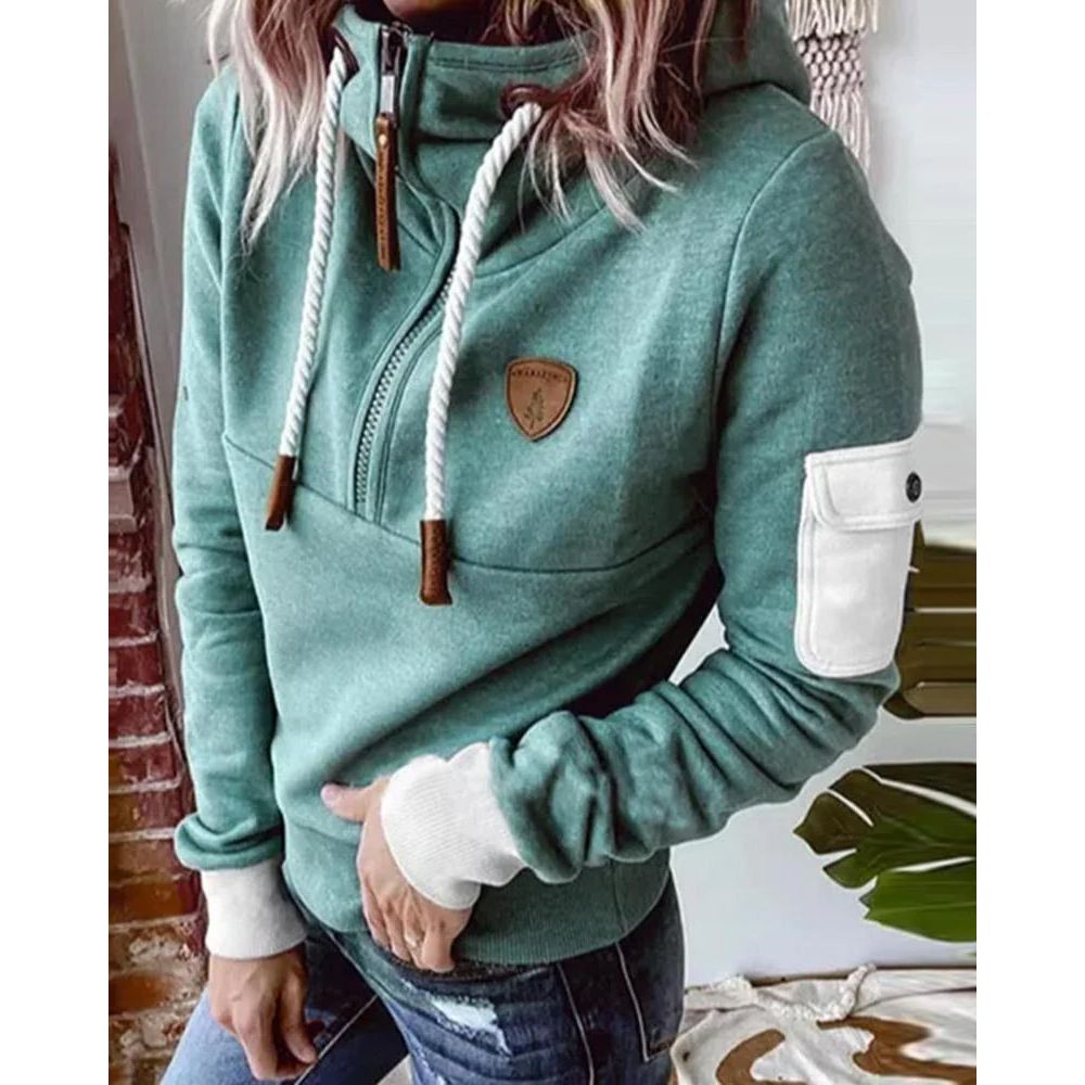 Casual Hoodie in Solid Color - Luna-Green-S-Nora Luxe