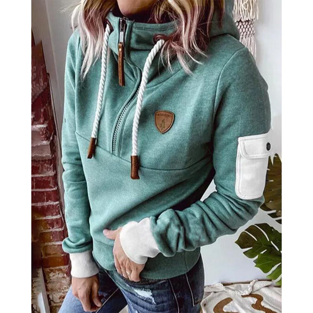 Casual Hoodie in Solid Color - Luna-Green-S-Nora Luxe