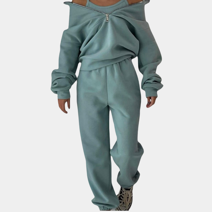 Casual Jogging Suit Set for Women - Riva-Green-S-Nora Luxe