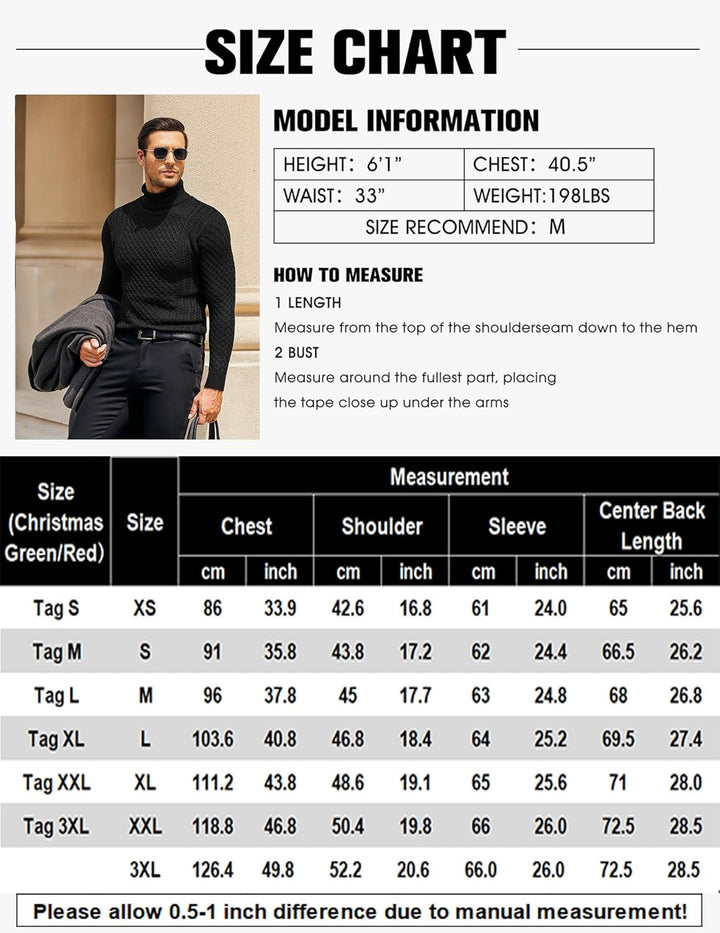 Casual Knit Men's Turtleneck - Sander-Black-S-Nora Luxe