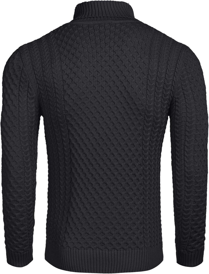 Casual Knit Men's Turtleneck - Sander-Black-S-Nora Luxe