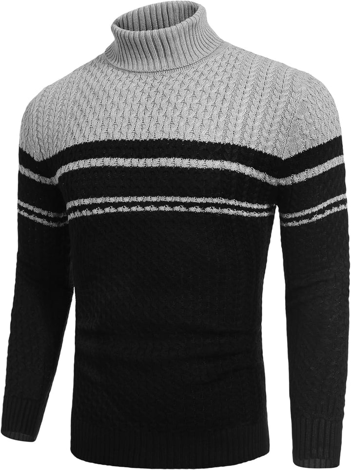 Casual Knit Men's Turtleneck - Sander-Black-S-Nora Luxe
