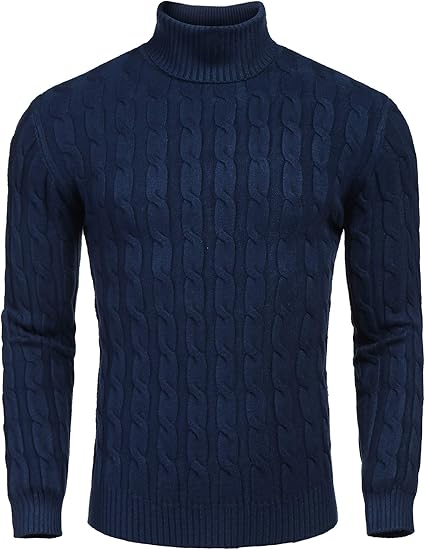 Casual Knit Men's Turtleneck - Sander-Dark Blue-S-Nora Luxe