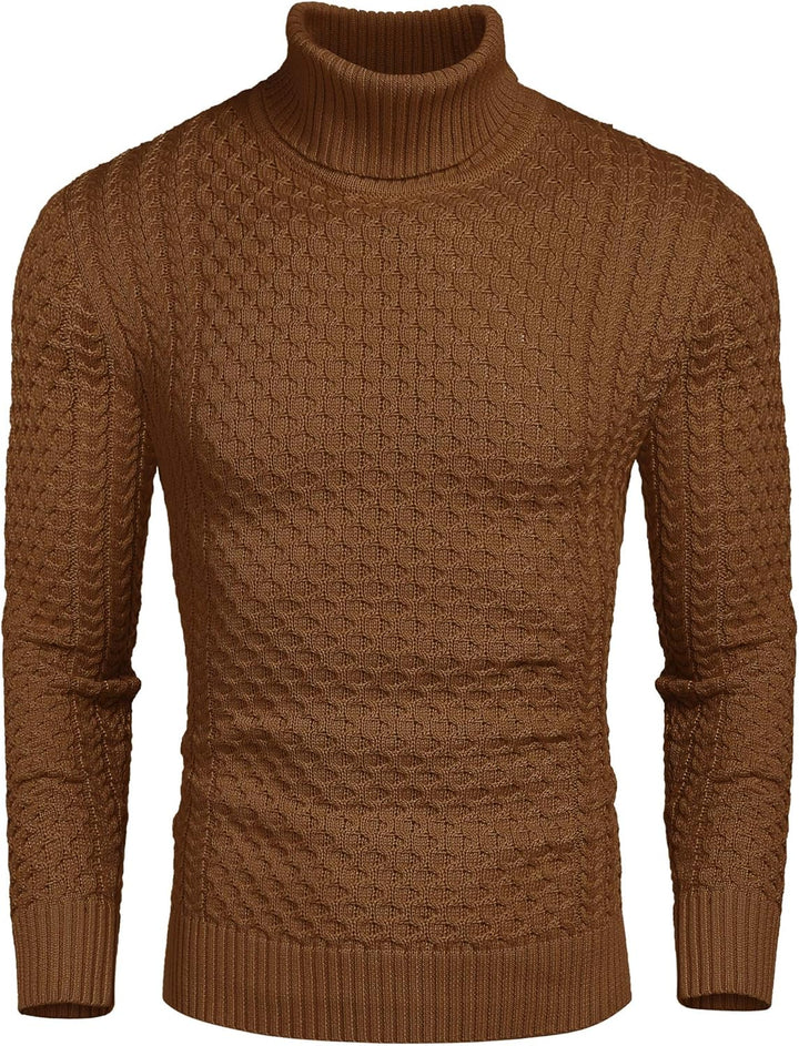 Casual Knit Men's Turtleneck - Sander-Dark Brown-S-Nora Luxe
