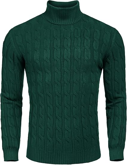 Casual Knit Men's Turtleneck - Sander-Green-S-Nora Luxe