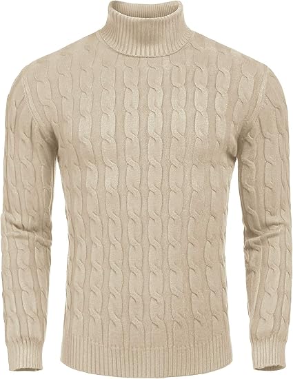 Casual Knit Men's Turtleneck - Sander-Khaki-S-Nora Luxe