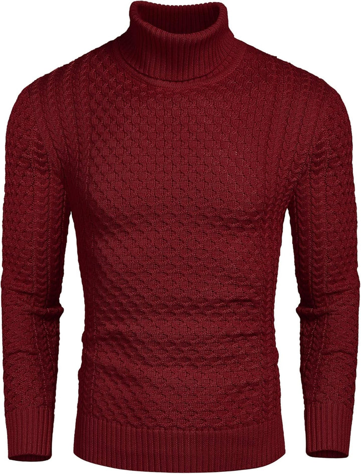 Casual Knit Men's Turtleneck - Sander-Red-S-Nora Luxe