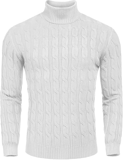 Casual Knit Men's Turtleneck - Sander-White-S-Nora Luxe