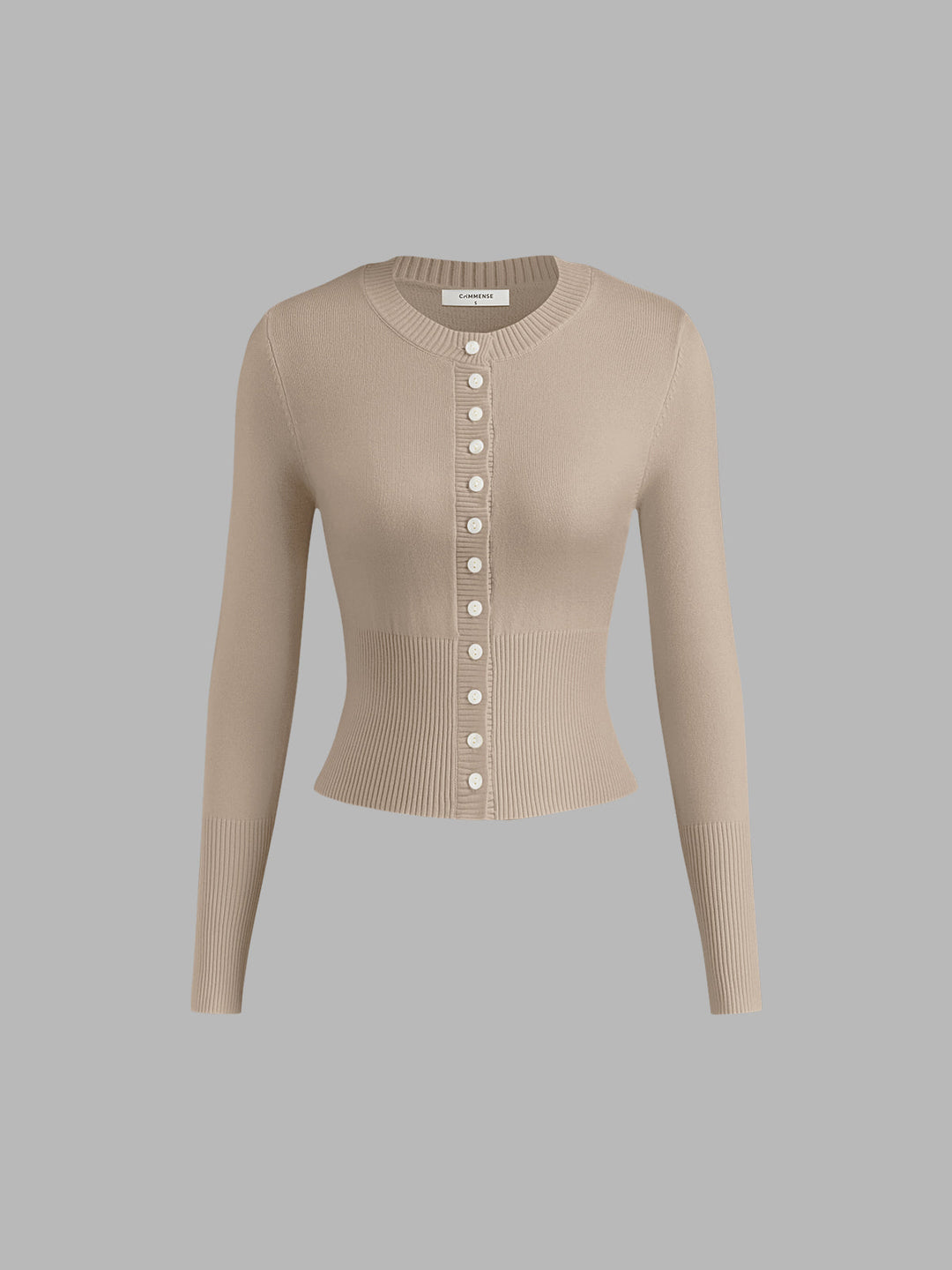 Casual Knitted Ladies Shirt - Elodie-Beige-XS-Nora Luxe