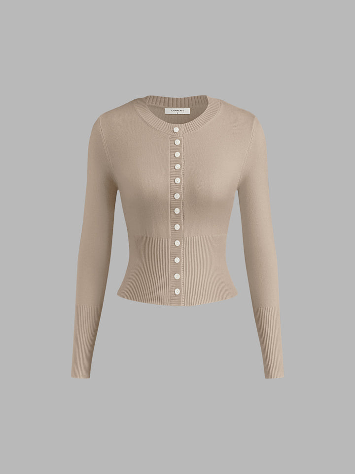 Casual Knitted Ladies Shirt - Elodie-Beige-XS-Nora Luxe