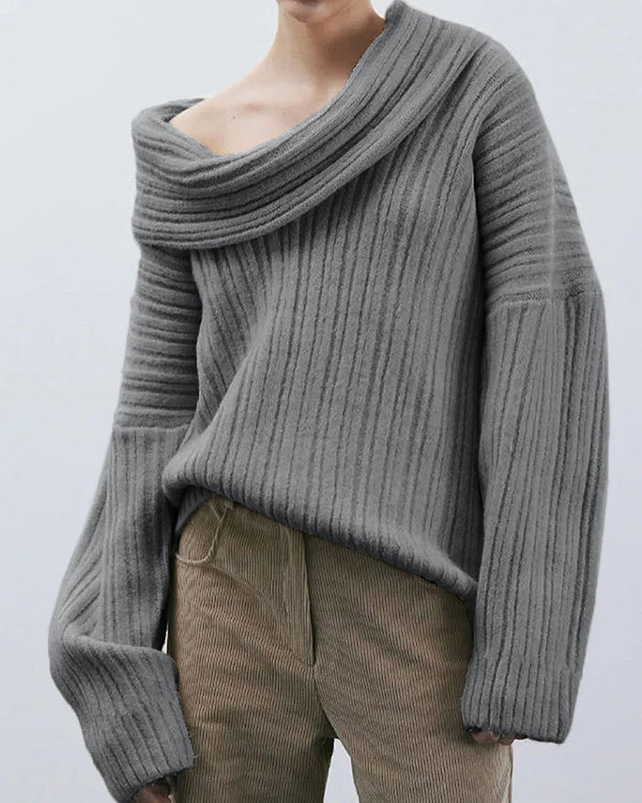 Casual Knitted Sweater with One Shoulder - LuxeOne-Gray-One Size-Nora Luxe