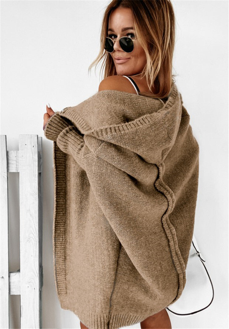 Casual Knitted Women's Cardigan - Eliza-Khaki-S-Nora Luxe