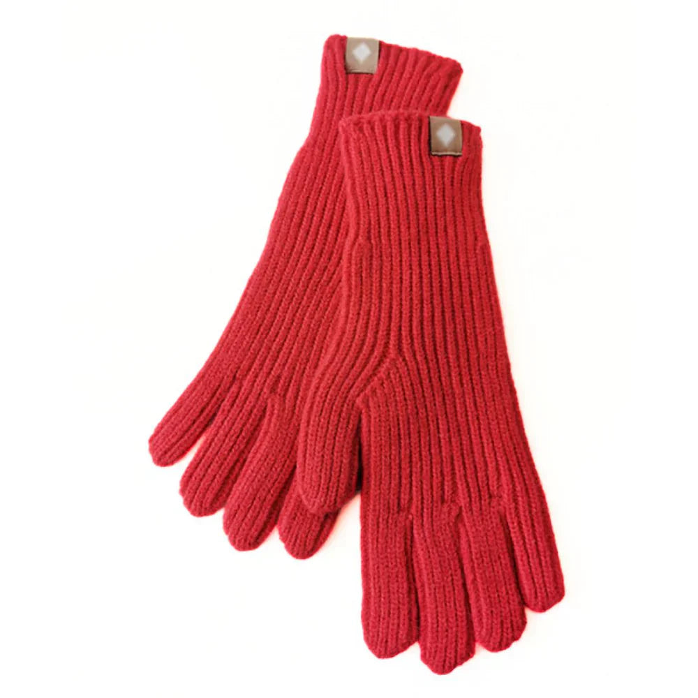 Casual Knitted Women's Gloves - Elara-Red-Nora Luxe