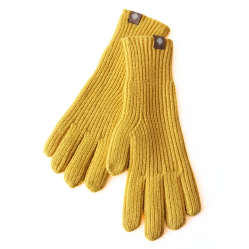 Casual Knitted Women's Gloves - Elara-Yellow-Nora Luxe