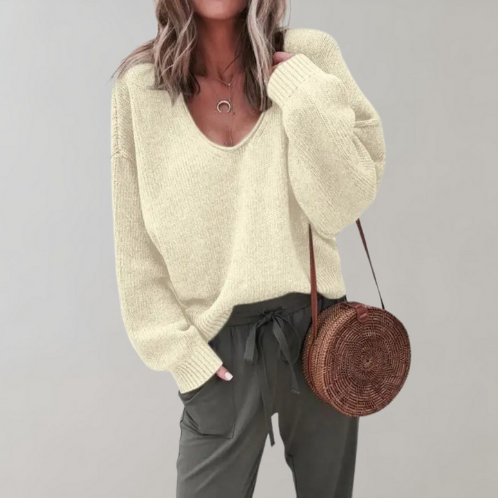 Casual Knitted Women's Sweater - Mila-Beige-S-Nora Luxe