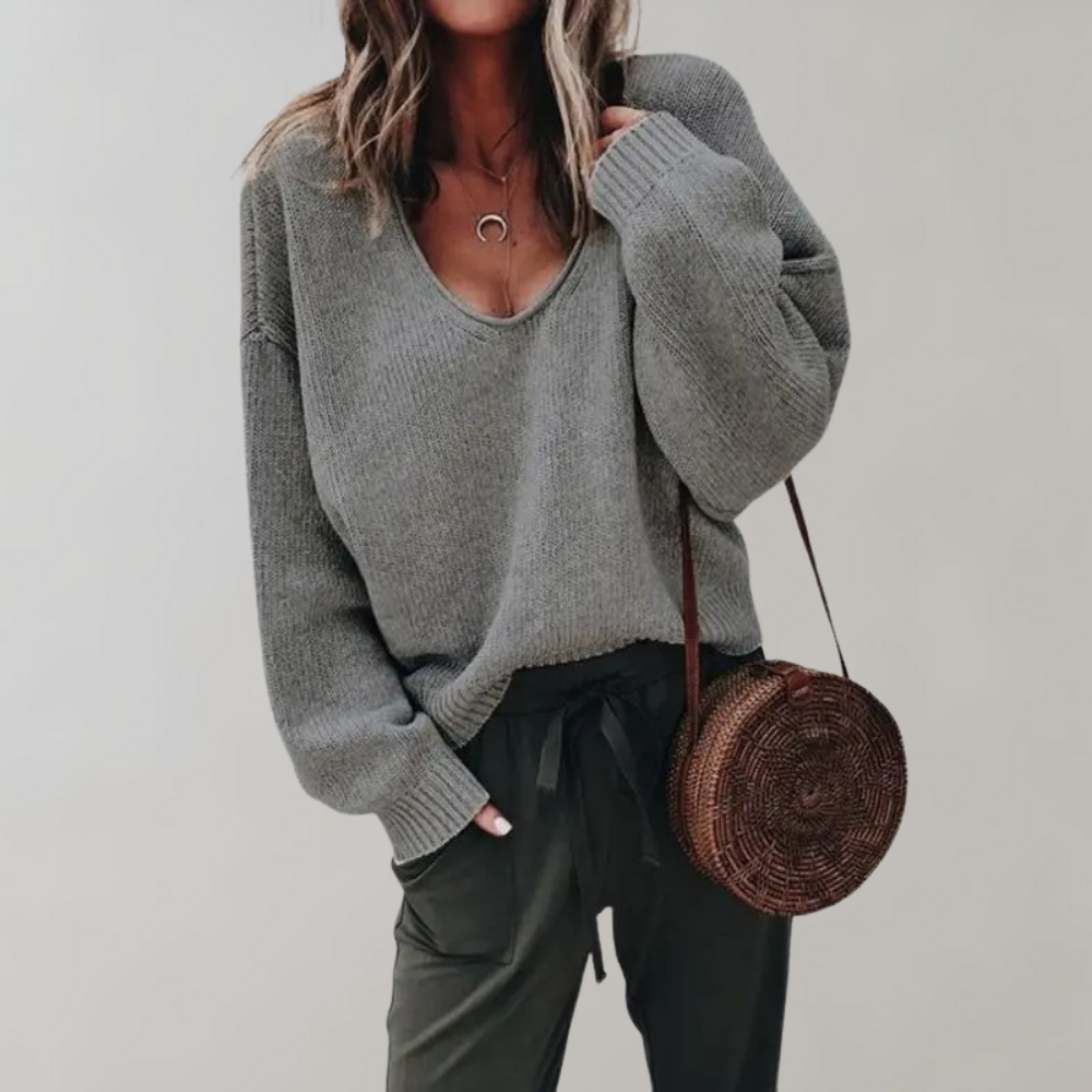 Casual Knitted Women's Sweater - Mila-Dark Gray-S-Nora Luxe