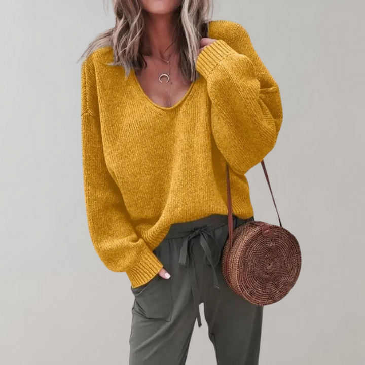 Casual Knitted Women's Sweater - Mila-Yellow-S-Nora Luxe
