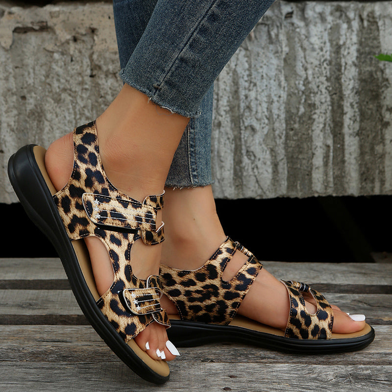 Casual Ladies Sandals with Velcro Closure – Nina-Leopard-3-State of Style