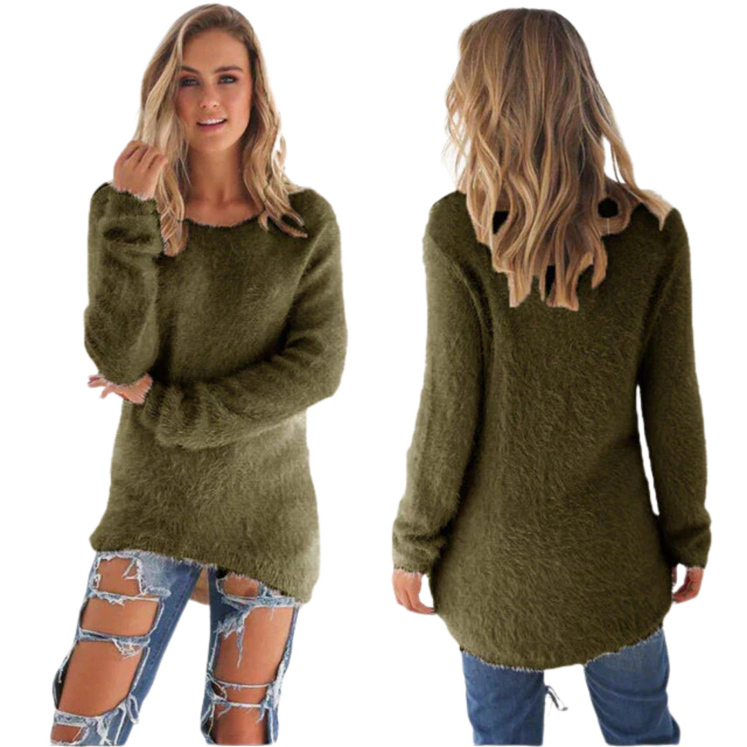 Casual Ladies Sweater - Ella-Olive Green-S-Nora Luxe