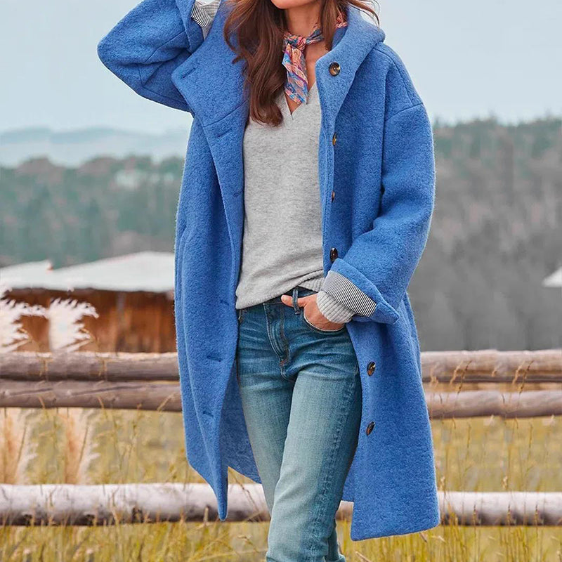 Casual Long Women's Coat - Aria-Blue-S-Nora Luxe