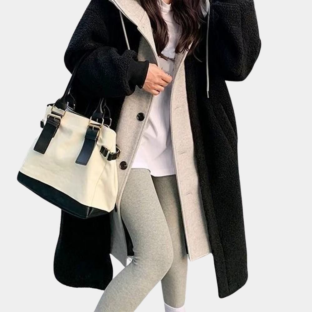 Casual Long Women's Jacket with Hood - Isla-Black-XS-Nora Luxe