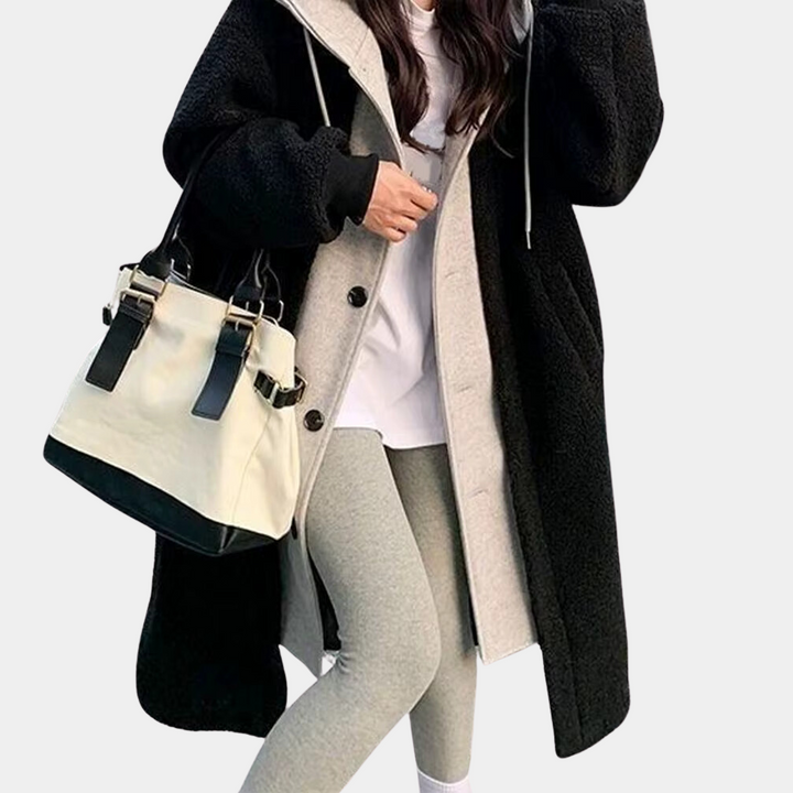 Casual Long Women's Jacket with Hood - Isla-Black-XS-Nora Luxe